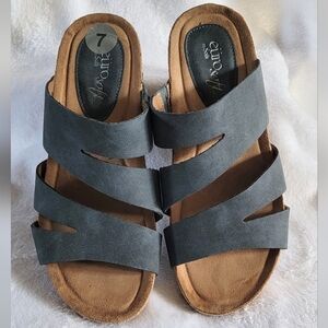 Eruosoft Sofft Gracie Slide Wedge Sandal Slip On Dark Gray Cork Boho Comfort 7